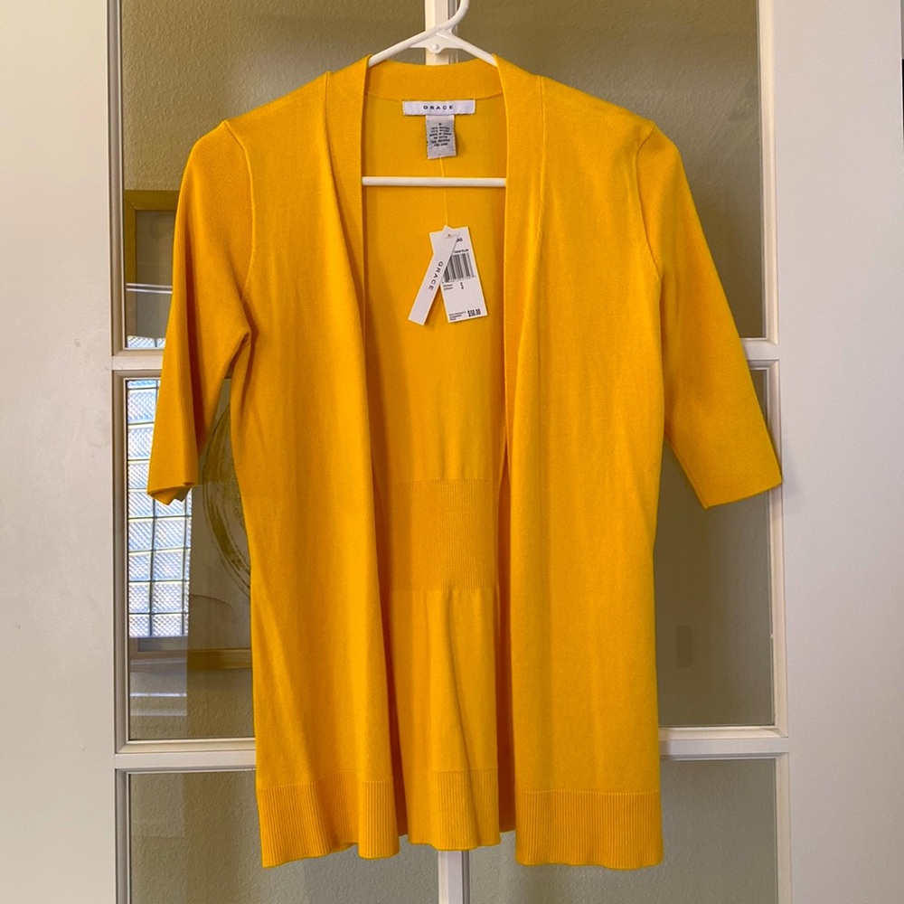 Grace Tuscan yellow open front cardigan S